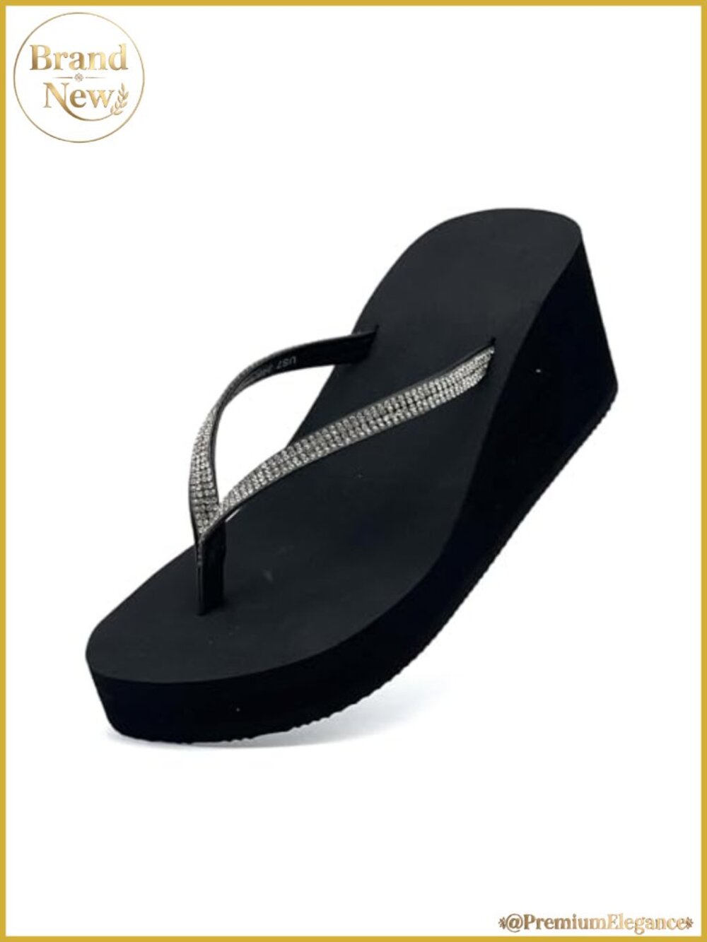 Platform Flip Flops Comfortable Rhinestone Wedge Sandals